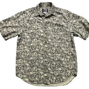 The Territory Ahead Men’s Large Button Up Silk Blend Patterned Short Sleeve READ